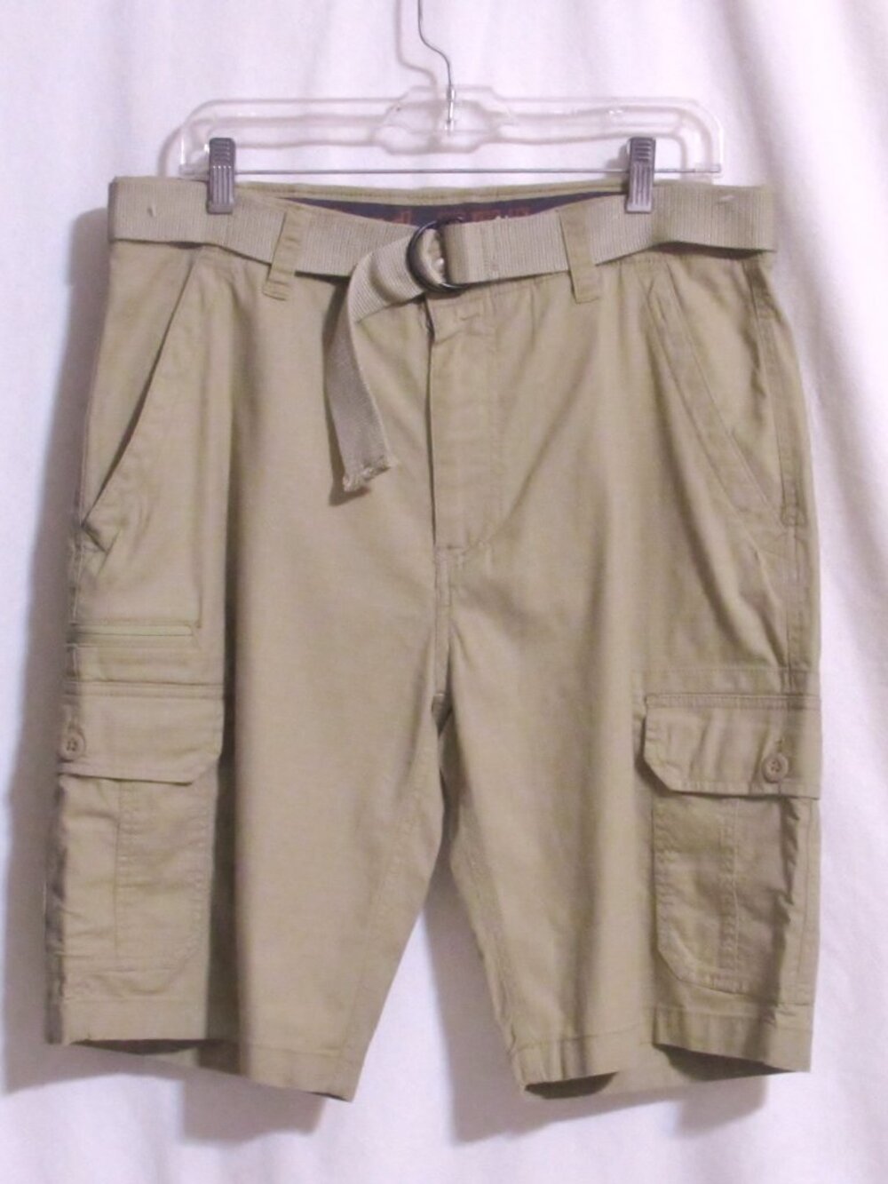 New Mens WEAR FIRST Khaki Stretch Blend Comfort Waist Cargo Shorts 34 ORIG $85